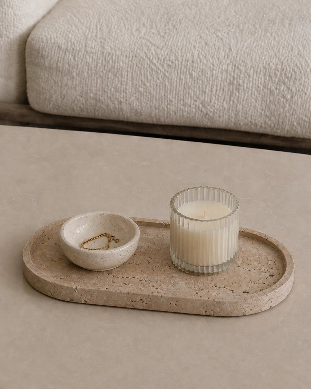 Oval Travertine Tray